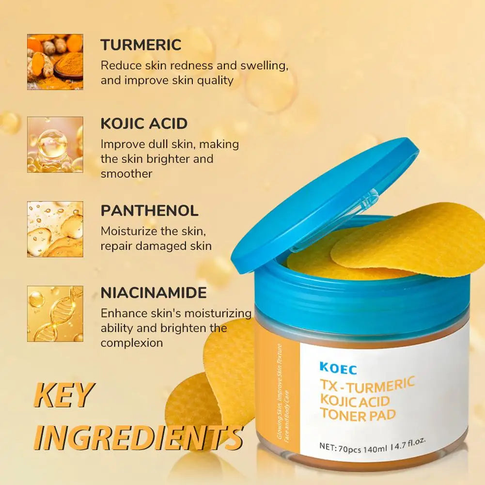 KOEC Turmeric Kojic Acid Toner Pads, Glowing Skin, Exfoliating, Balance Oil, Remove Excess Keratin Facial Sponges, Daily Cleaner Oasis Select