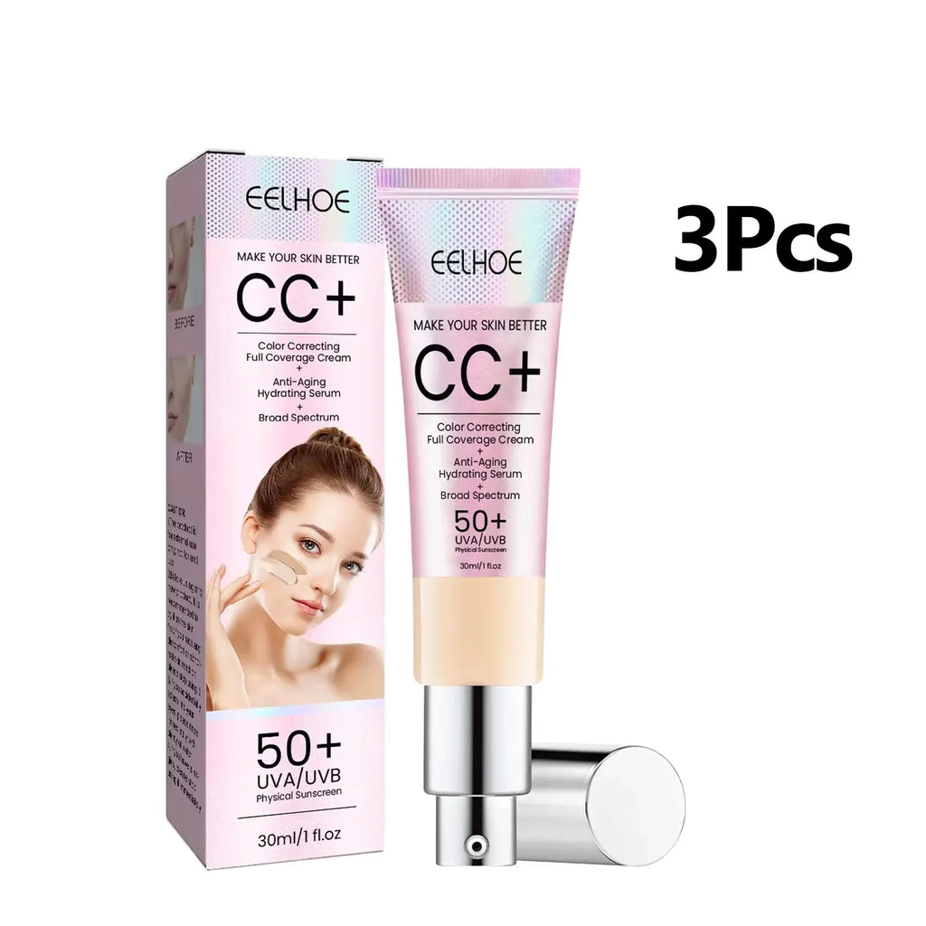 1/2/3pcs CC Cream Foundation Waterproof Brighten Moisturizing Foundation Concealer Oil-Control Long Lasting Spf 50 Makeup Oasis Select 3PCS Light White