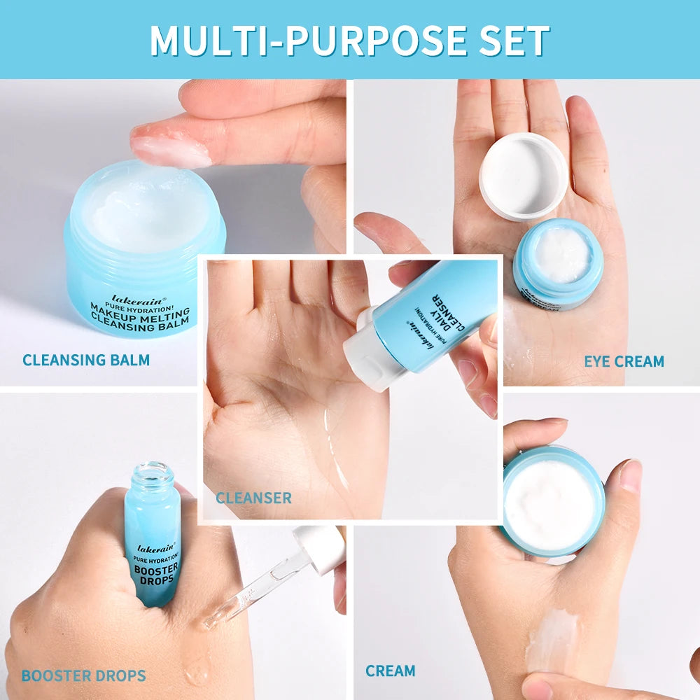 Mini Skincare Set Cream Serum Facial Cleanser Eye Cream Moisturizing Whitening Face Skin Care Travel Facial First Aid Set Oasis Select
