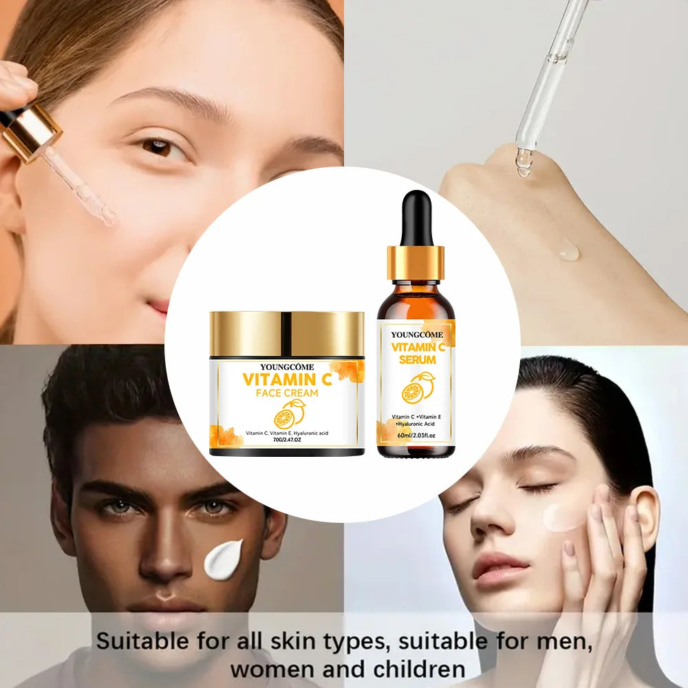 YOUNGCOME Vitamin C & Hyaluronic Acid Skincare Set | Serum + Cream Skincare Set Oasis Select