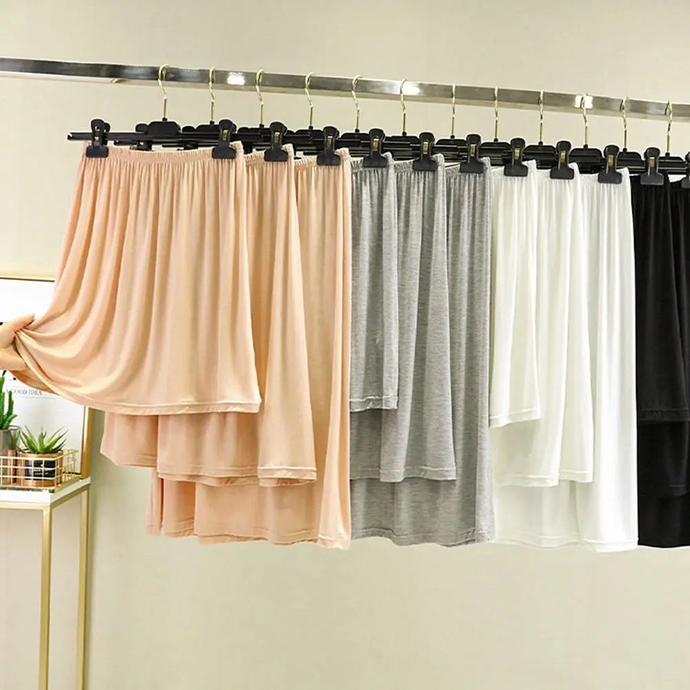 Fashion High Waist Underskirt Elastic Anti-glare Half Length Skirt Anti-Penetrating Pure Color Half Slips Dress for Women Oasis Select