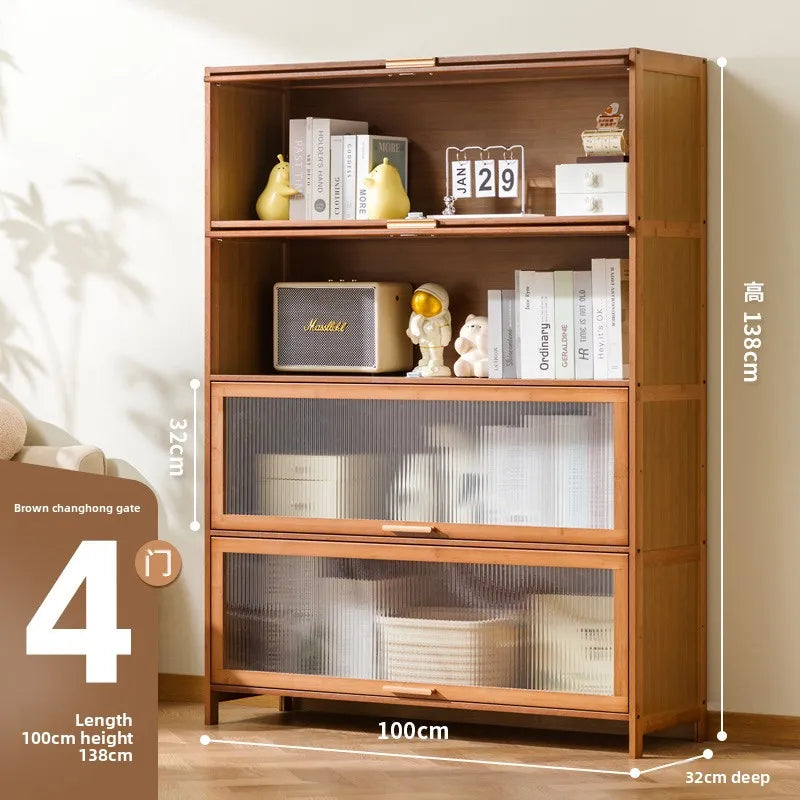 with door dustproof floor rack children's book cabinet household living room multi-layer storage cabinet storage display cabinet Oasis Select 100 long four doors