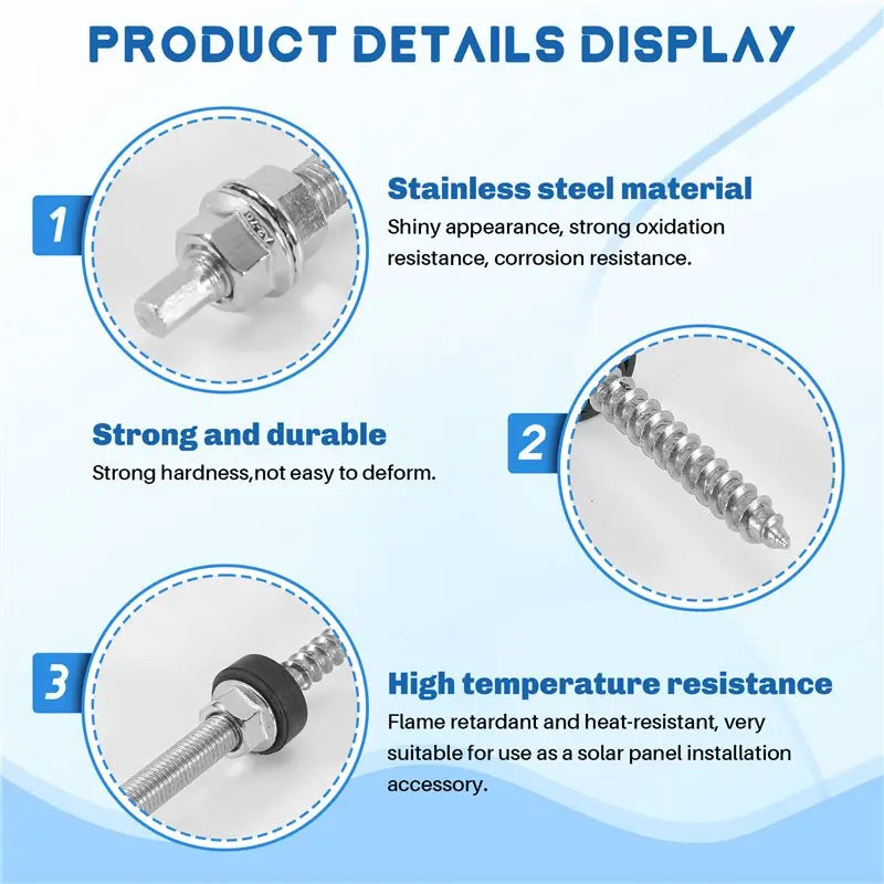 LIKE WISH Hanger Bolts M10 X 200 Mm, Pre-Assembled, V2A, Height-Adjustable, For Photovoltaic Solar Mounting Roofs, 8 Pack Oasis Select