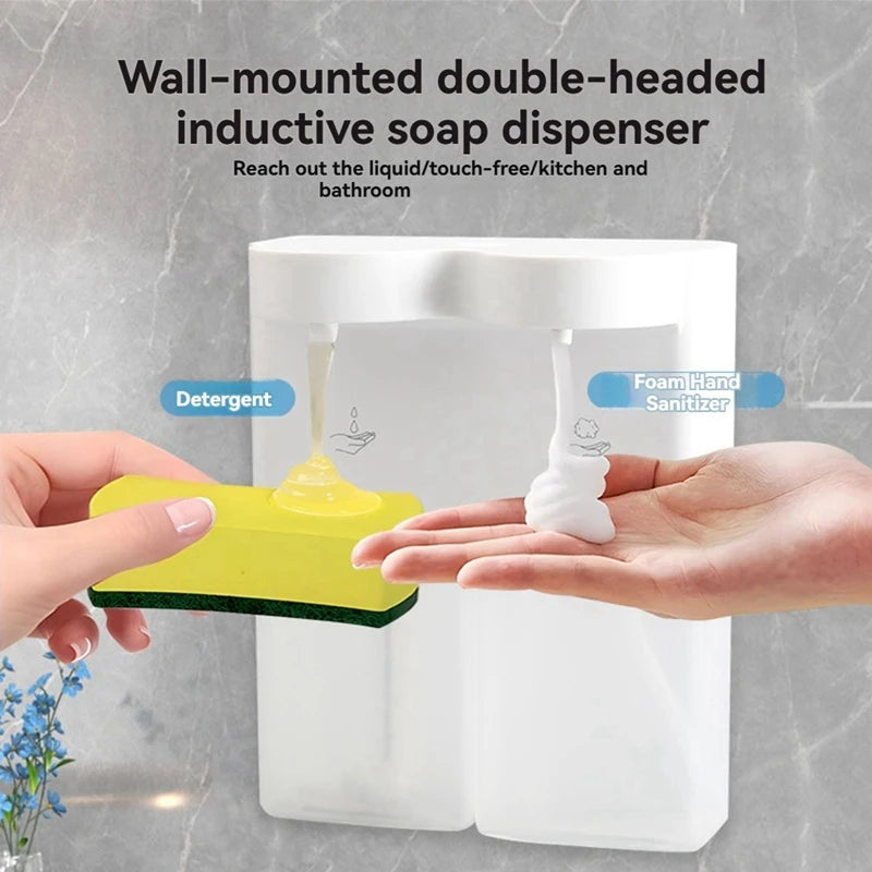 2 Outlet Touchless Soap Dispenser USB Charging Soap Dispenser 3 Level Adjustable Wall Mount For Bathroom Liquid Out + Foam Out Oasis Select