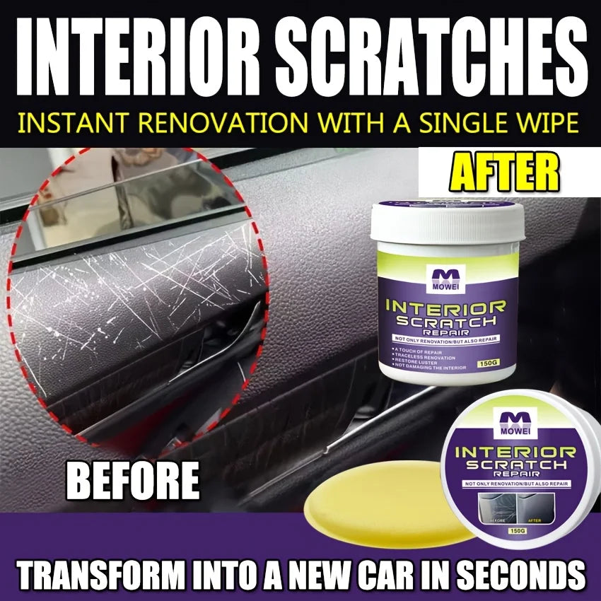 Car Interior Scratch Repair Cream – Natural, Low Odor + Sponge