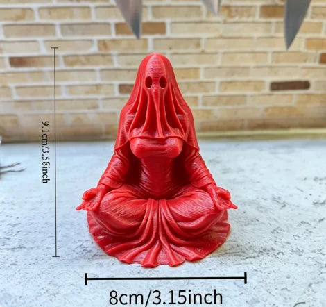 Meditating Ghost Figurines 3D Printed Cross-Legged Yoga Hooded Spirit Statues Calm Table Decor for Meditation Desktop Yoga Room Oasis Select Thinking Ghost 6