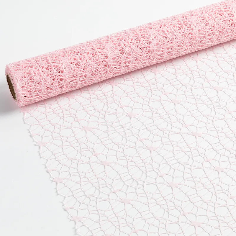 50cm 5yards Flower Wrapping Gauze Bouquet Wrapping Lace Jacquard Net Flower Pattern Mesh Floral Wrapping Paper Valentine's Day Oasis Select Cherry Pink