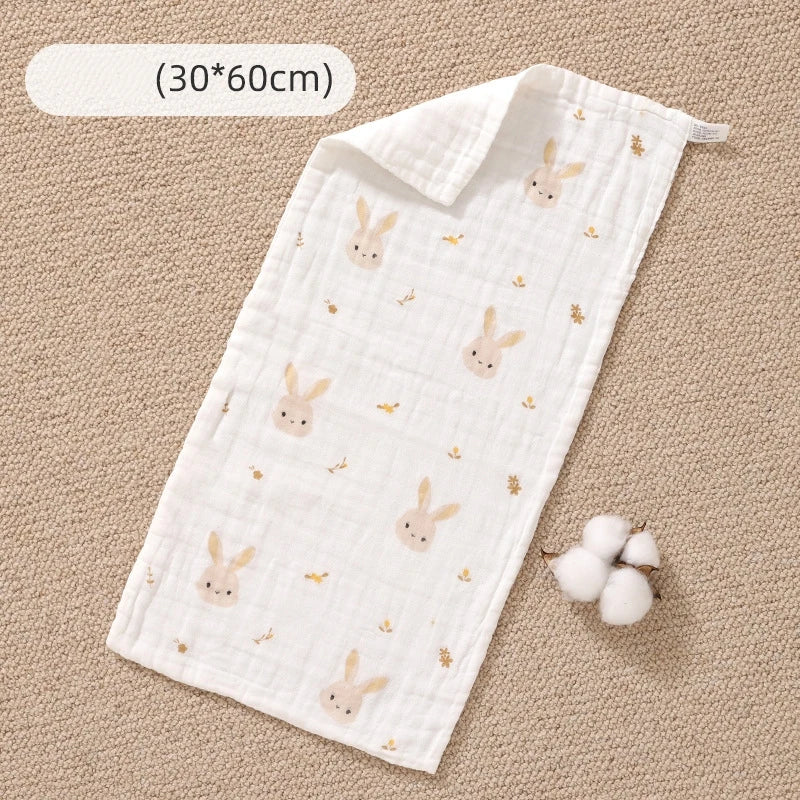Baby Cotton Muslin Towel Bib Newborn Ultra-Soft Cotton Square Towel Baby-Specific Face Wash Towel Gauze Towel for Children Oasis Select Rabbit-30x60cm