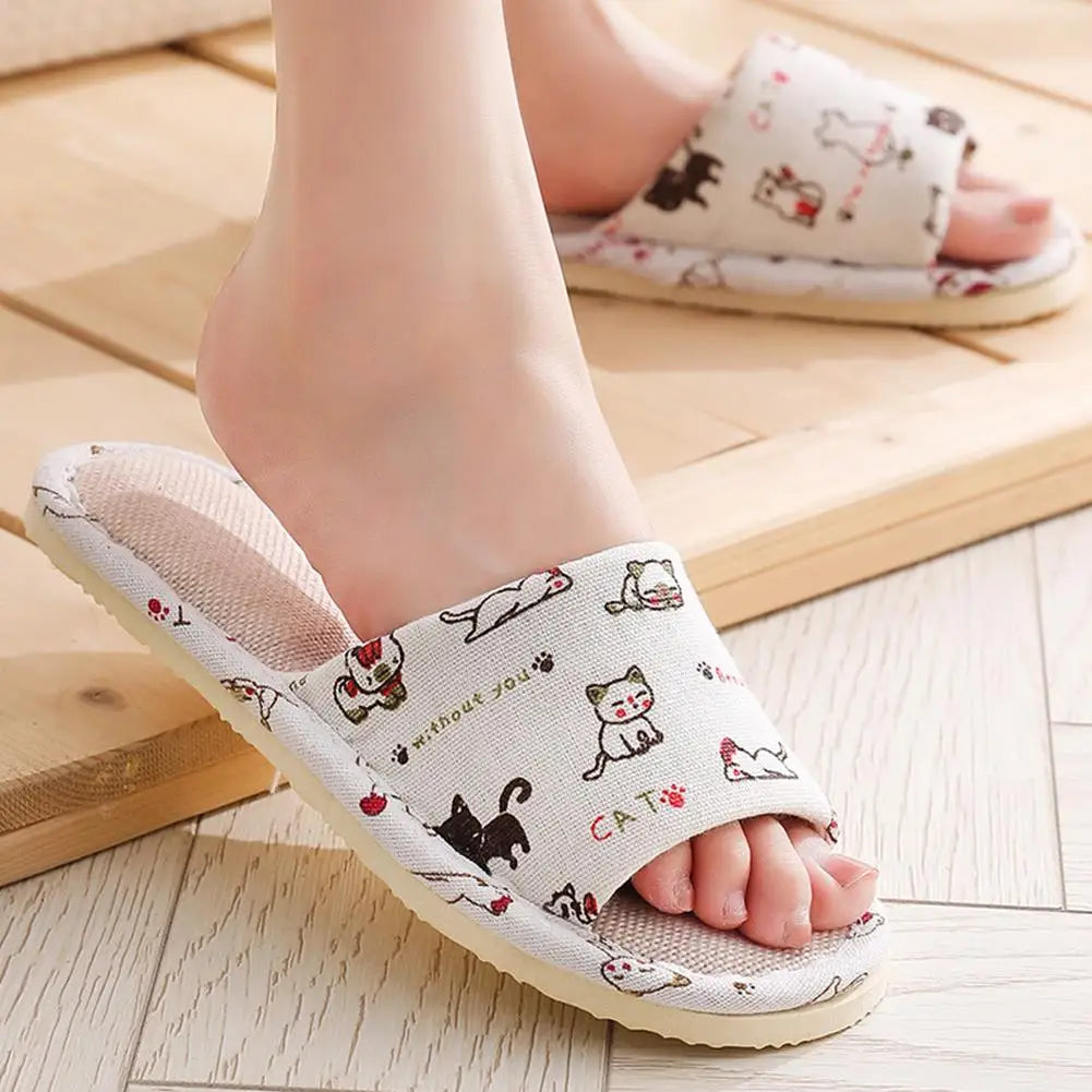 Women Flax Slippers Home Slippers Linen Summer Lightweight Flat Sandal Breathable Comfortable Non-Slip Slides Indoor Men Slipper Oasis Select