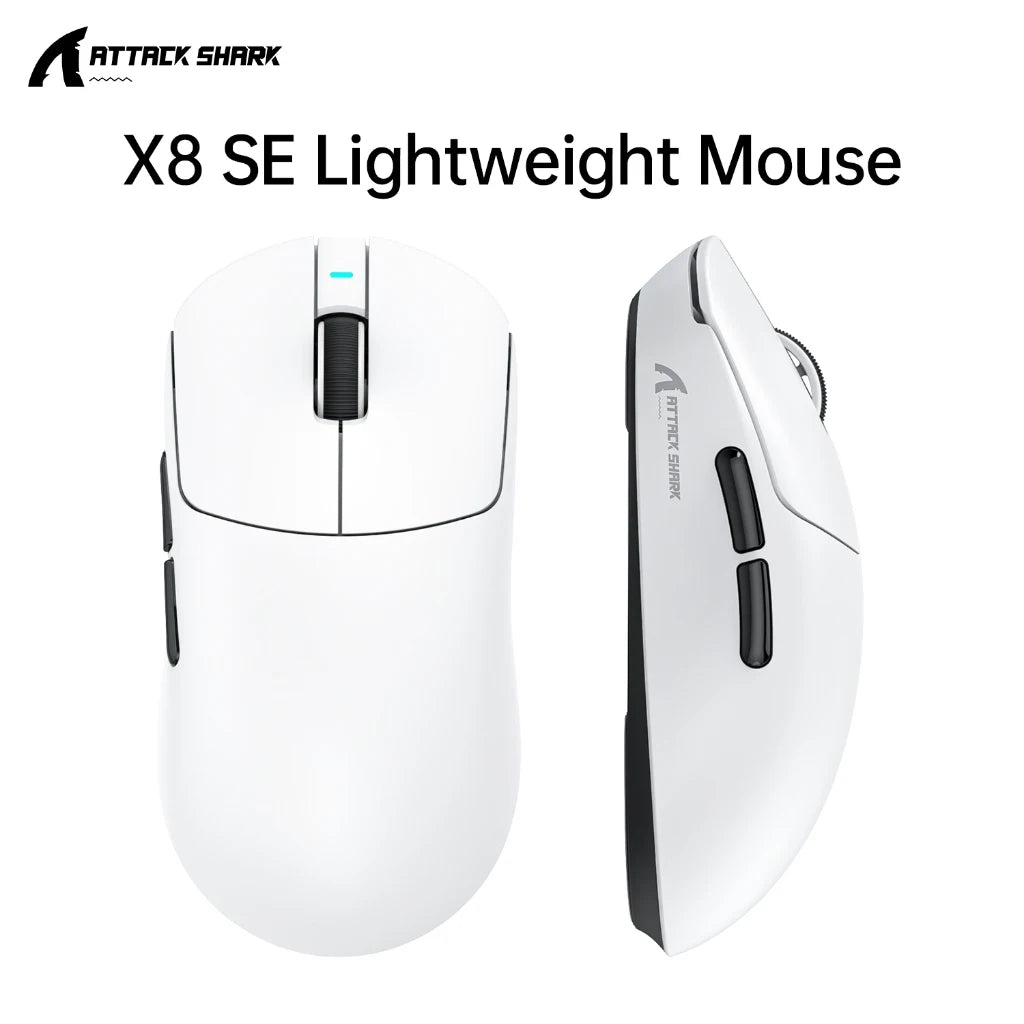 Attack Shark X8 SE Wireless Gaming Mouse | 55g Ultra-Light | 1KHz Wired/Wireless | PAW3311 25K DPI | Tri-Mode | 80M Clicks Oasis Select X8SE White Light