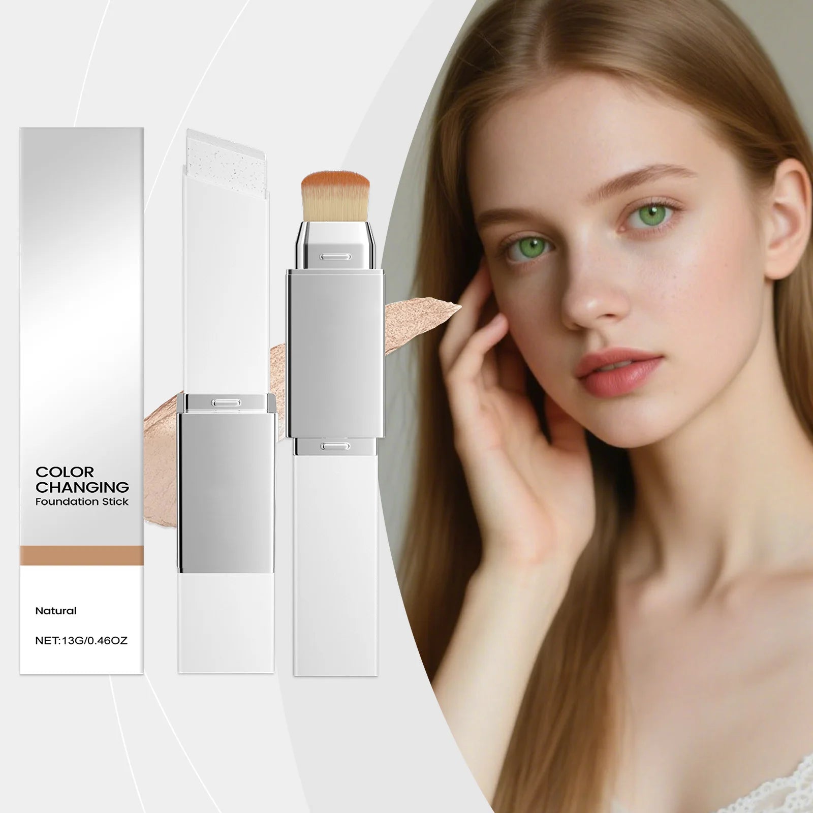 2-in-1 Color-Changing Foundation Stick with Detachable Brush Foundation Stick Oasis Select