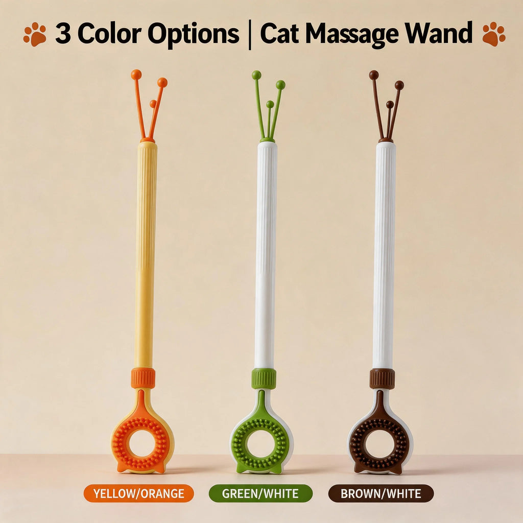 Double Sided Massager 2 in 1 Retractable Cat Tickler Cat Teaser Wand Interactive Cat Toy for Kitten Grooming Relieve Itching Oasis Select