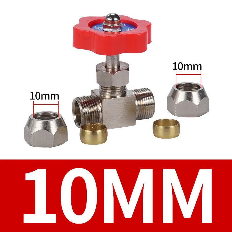 Pneumatic Copper Tube Needle Globe Valve Metal High Pressure 6 8 10 12mm Inner Diameter 1/8 1/4 "plastic Handle Nickel Plated Oasis Select ZXF-10mm