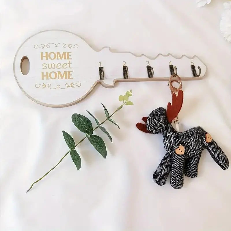 Wooden Wall Hanging Decoration Floating Rack Wall Hanging Hook Retro Key Hook Entrance Key Chain Key Holder Wall Oasis Select White 32x13cm