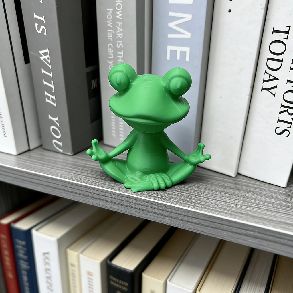 3D Meditation Frog Statue Yoga Lotus Pose Stable Cross Base Plastic Indoor and Outdoor Zen Statue Bookshelf Small Sculpture Oasis Select