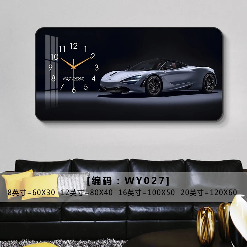 Car Clock Living Room Creative E-sports Room Silent Clock Auto Repair Beauty Shop Personality Art Decorative Painting Wall Clock Oasis Select WY027 80cm x 40cm