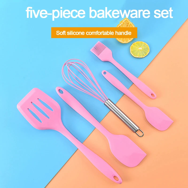 Silicone Kitchenware Cooking Utensils Set Non-stick Cookware Spatula Shovel Egg Beaters Wooden Handle Kitchen Cooking Tool Set Oasis Select