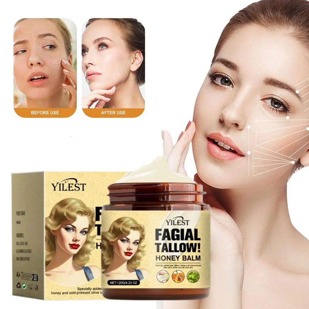 120g Whipped Beef Tallow And Honey Balm Beef Tallow Face Moisturizer Face & Body Skin Care Grass Fed Grass Finished Face Cream Oasis Select