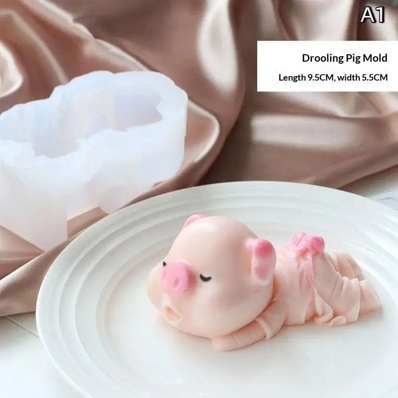 3D Milk Jelly Silicone Cake Mold Lion Dance Pig Pudding Mould for Home Baking Dessert Decoration Accessories Oasis Select A1