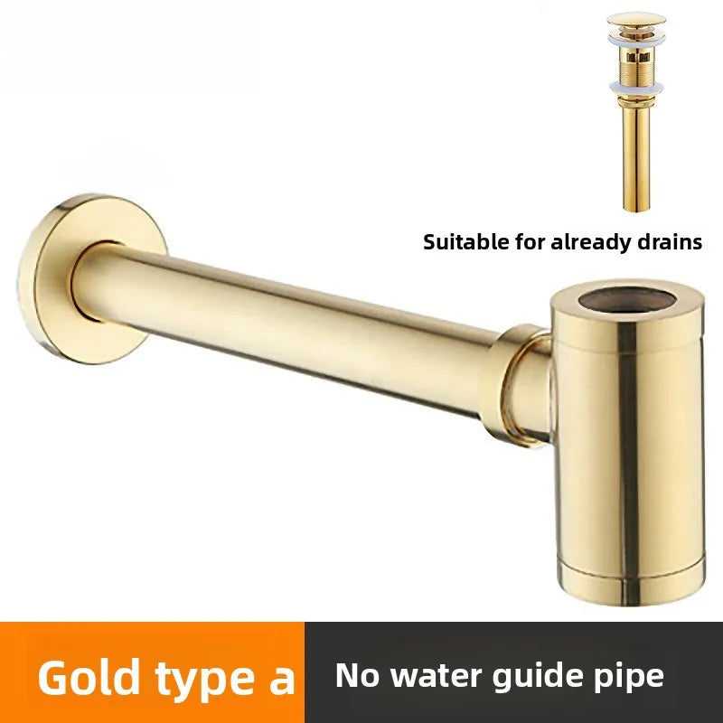 Brass Modern Round Bottle P trap 1 1/4, Sink Drain Pipe P trap Kit Antique with Pop up Drain Oasis Select A