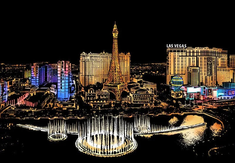 Scratch Painting Paper ,City Series Night Scene,Scratch Painting Creative Gift,Scratch board for Adult and Kids,with 4 Tools Oasis Select Las Vegas