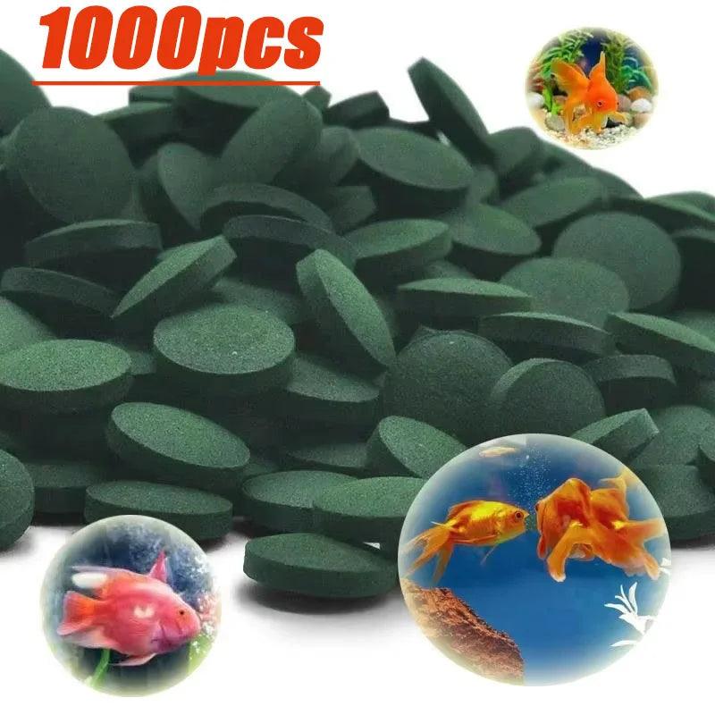 100-1000Pc High Purity Spirulina Tablets Spiral Seaweed Enrichment Favorite Pets Food Fish Crystal Red Shrimp Fish Food Aquarium Oasis Select