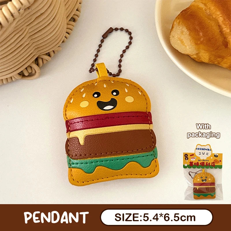 Cute Food Doll PU Leather Keychain Bag Charm Pendant Novelty Keychain Charm Oasis Select A1
