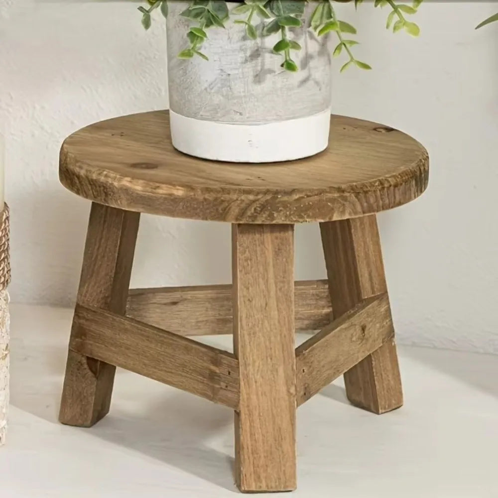 Wooden Mini Plant Stand | Bonsai & Succulent Display Stool