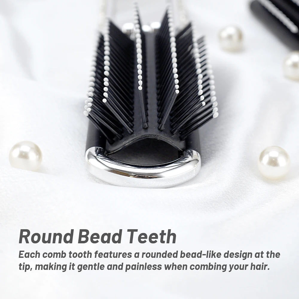 Crystal Foldable Hair Brush with Mirror – Compact Pocket Size Foldable Hair Brush Oasis Select