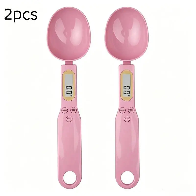1/2Pcs Digital Measuring Spoon Scale Easy to Clean LCD Display 0.1-500g Food Weighing Tool for Kitchen Baking Pet Food Measuring Oasis Select Pink 2pcs