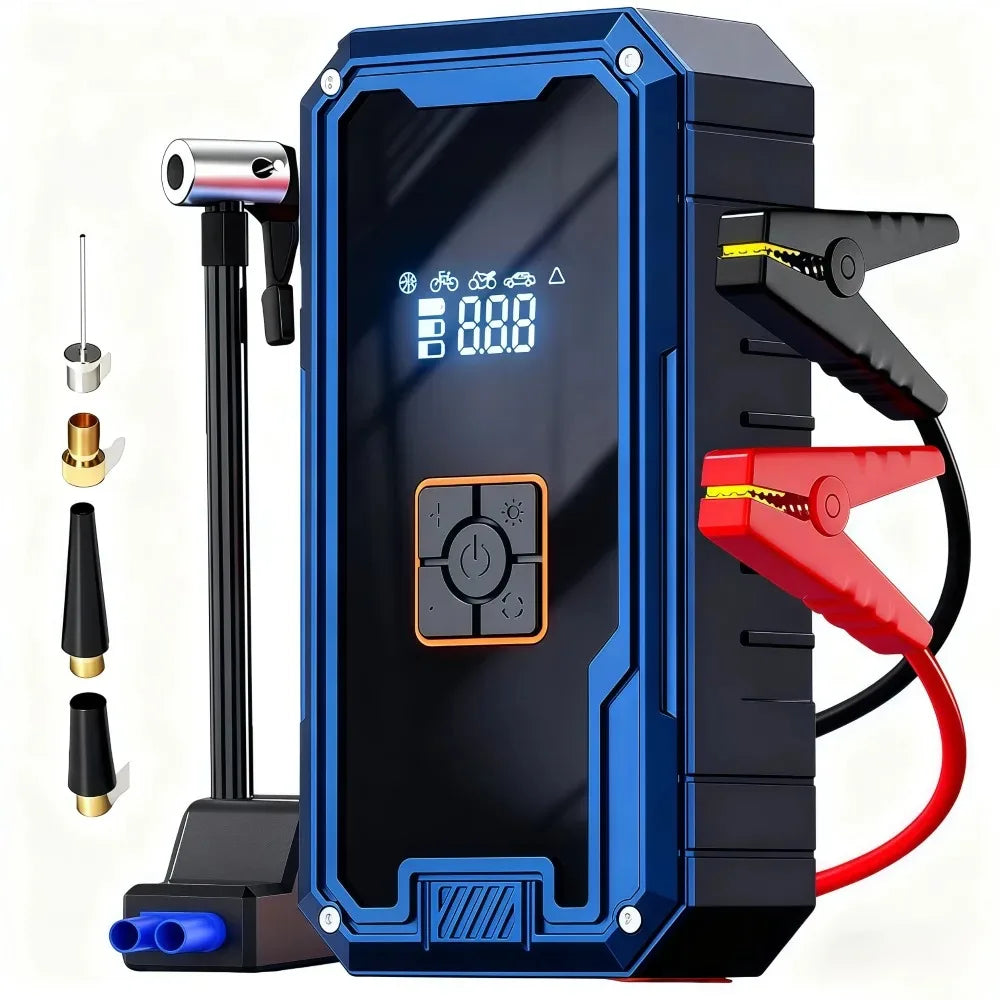 3000A 99800mAh Car Jump Starter with 150PSI Tire Inflator 4 in 1 12V Auto Battery Booster Portable Power Bank LED Light Oasis Select one 99800mAh battery