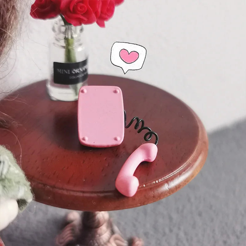 1/4 PCS Mini Vintage Rotary Telephone – 1:12 Miniature Retro Desk Phone for Dollhouse, Fairy Garden Paths & Micro Landscapes Oasis Select