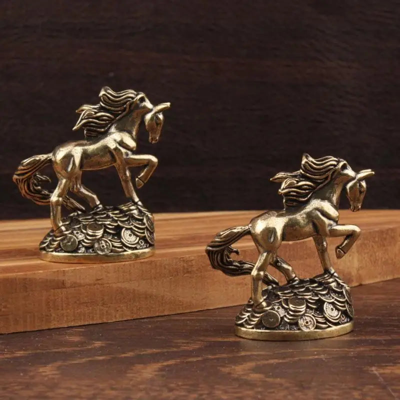 Antique Bronze Brass Zodiac Horse Desktop Decoration Money Horse Ornaments Animal Miniature Model for Crafts Oasis Select