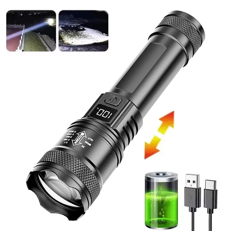KDULIT Zoomable LED Flashlight | Type-C Rechargeable Torch