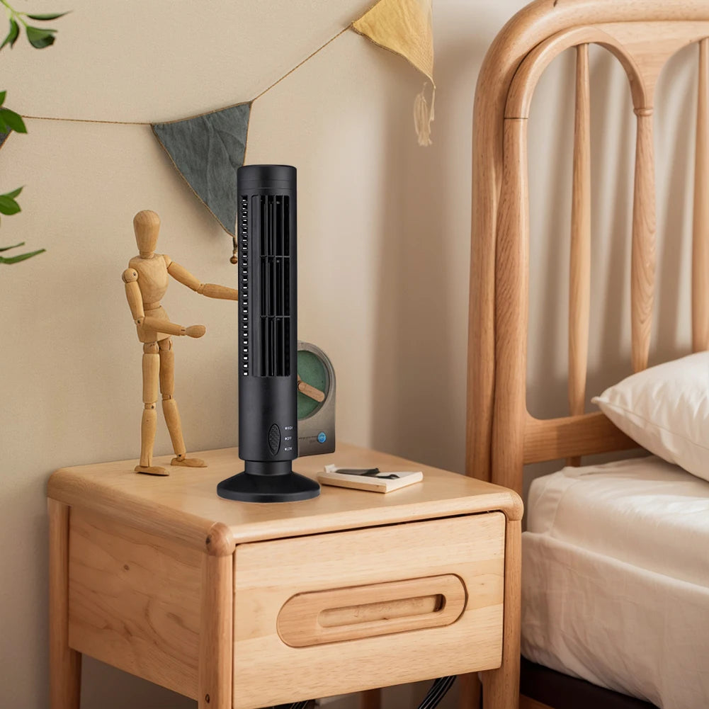 LED Bladeless Tower Fan – USB Portable 2-Speed Floor Fan Bladeless Tower Fan Oasis Select