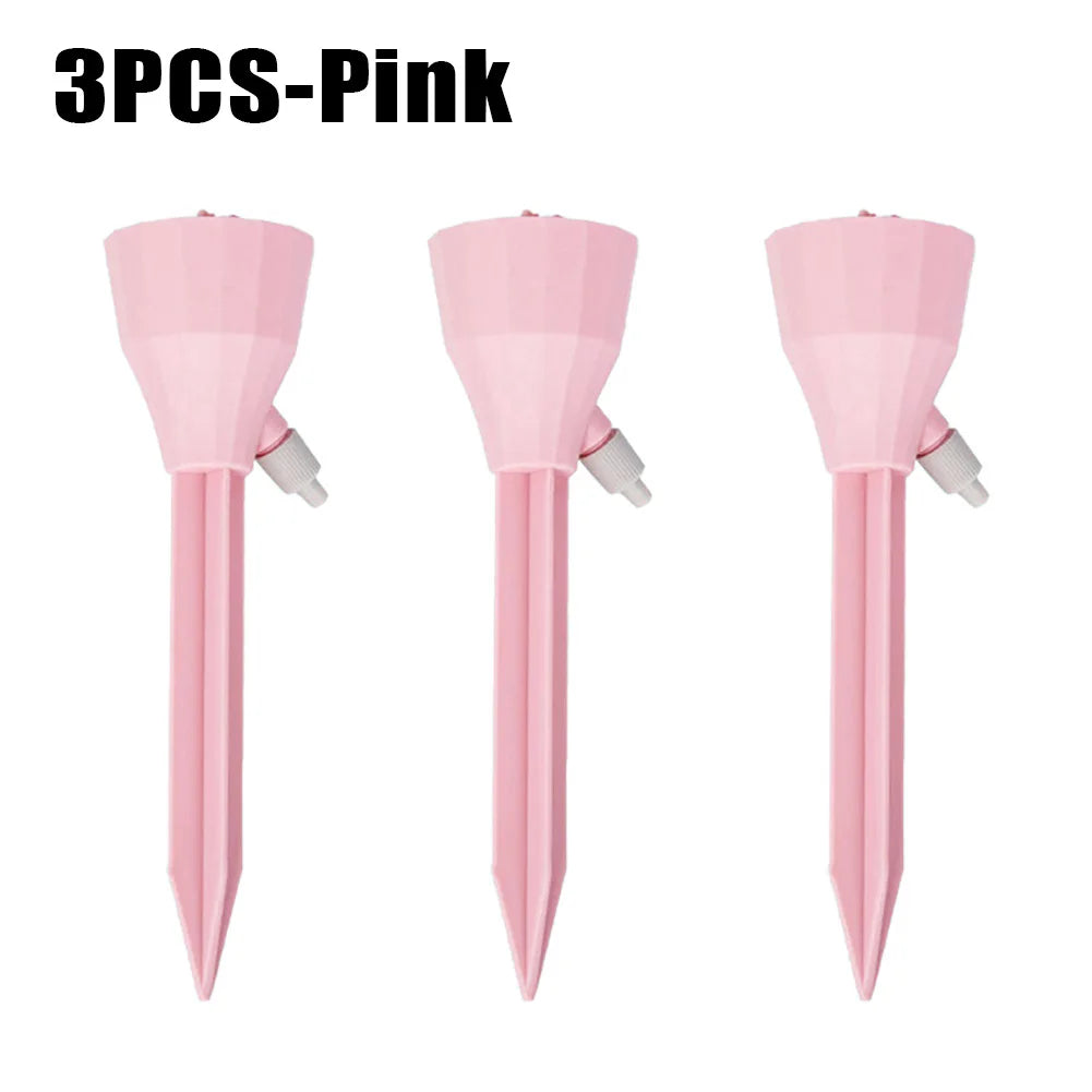 3/6/9Pcs Adjustable Drip Irrigation System Indoor Outdoor Potted Plants Automatic Self-flowing Watering Spikes Gardening Tools Oasis Select Pink-3PCS