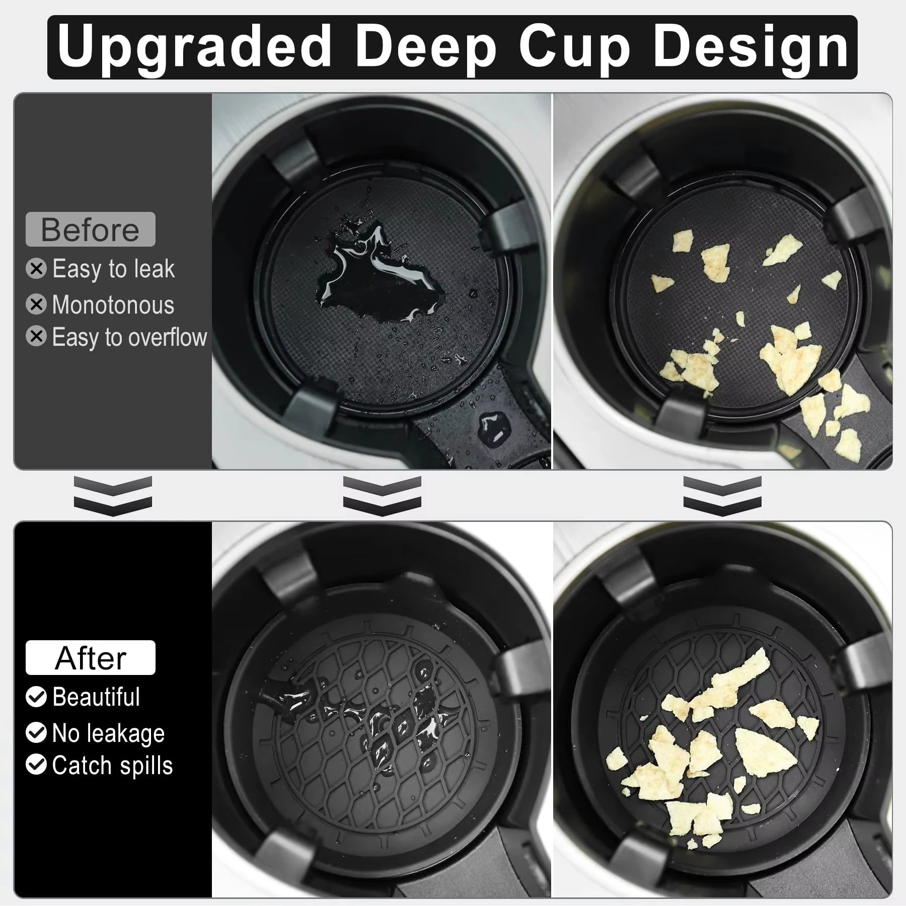 Silicone Car Cup Holder Insert Coasters – Non-Slip Set of 2/4