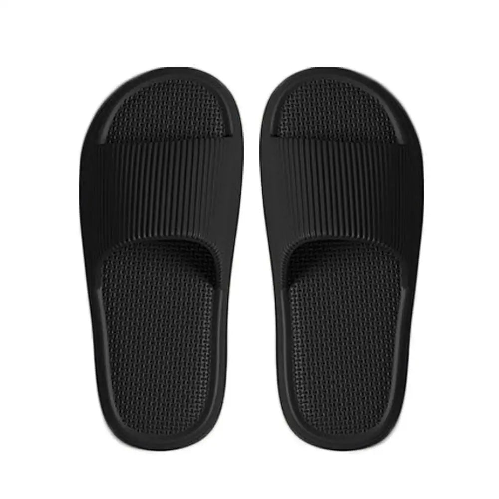 Women Summer Concise EVA Slippers Men Soft Home Slides Couples Bathroom Non-slip Sandals Adults Comfortable Outdoor Beach Shoes Oasis Select 36-37 black