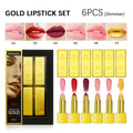 6-Piece Matte Lipstick Set – Gold Tube, Waterproof & Long-Lasting