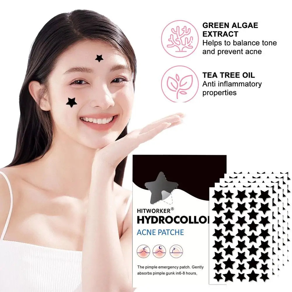 200/400 Counts Black Stars Shaped Hydrocolloid Acne Pimple Patches For Covering Zits Blemishes Spots, Pimple Popper Stickers Kit Oasis Select