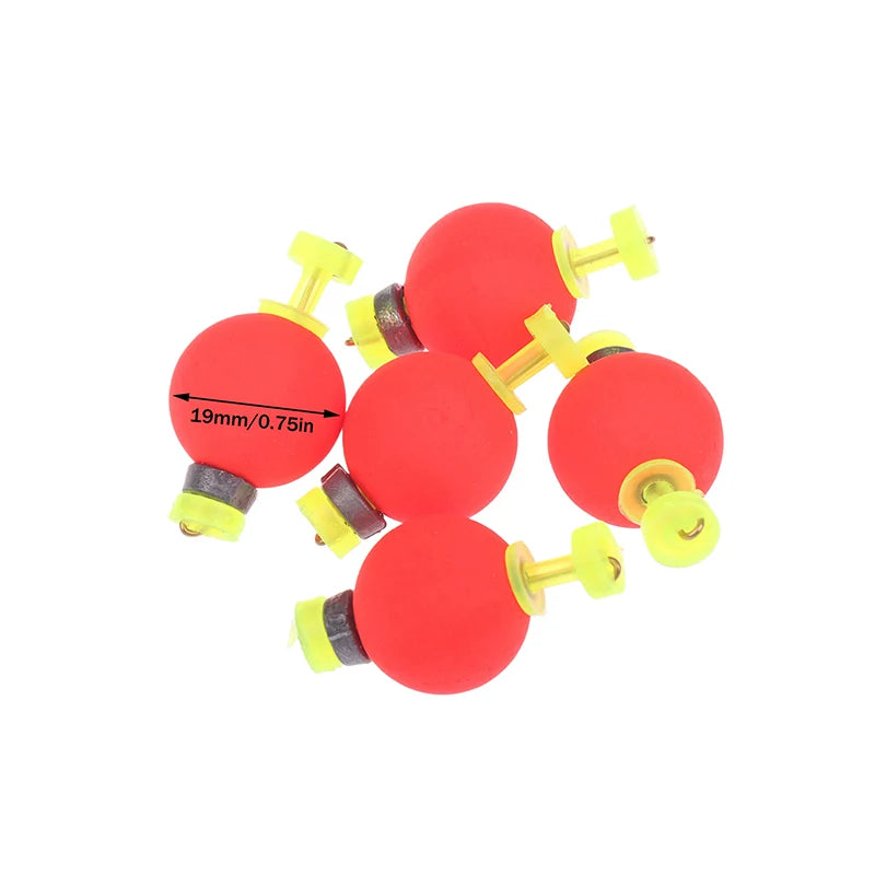 5Pcs Snap-On Ball Fishing Bobber Floats Weighted Bobbers EVA Foam Corks For Crappie Bluegill Panfish Catfish Oasis Select A1