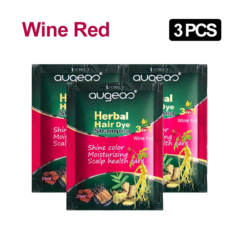 Natural Herbal Hair Dye Shampoo – Grey Coverage 30ml (3/5 Pack) Hair Dye Shampoo Oasis Select 3pcs red wine China Mainland
