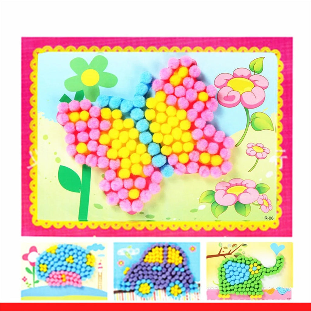 2 Pcs/Set Kids Plush Ball Painting Stickers Creative DIY Handmade Material Educational Toys Children Cartoon Puzzles Crafts Toy Oasis Select