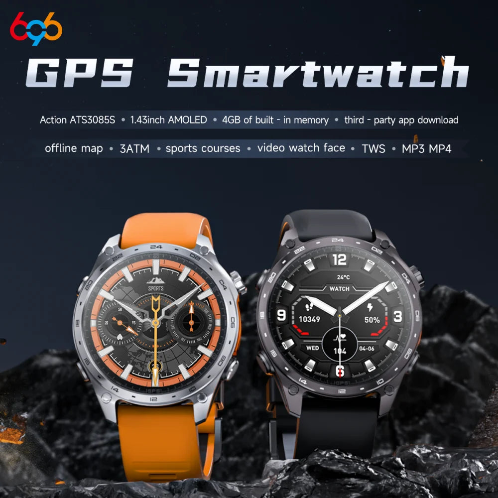 Outdoor Smart Watches GPS Sports App Download 4GB Memory Smartwatch Men Offline Map Waterproof MP3 MP4 LED Lighting Blue Tooth Oasis Select