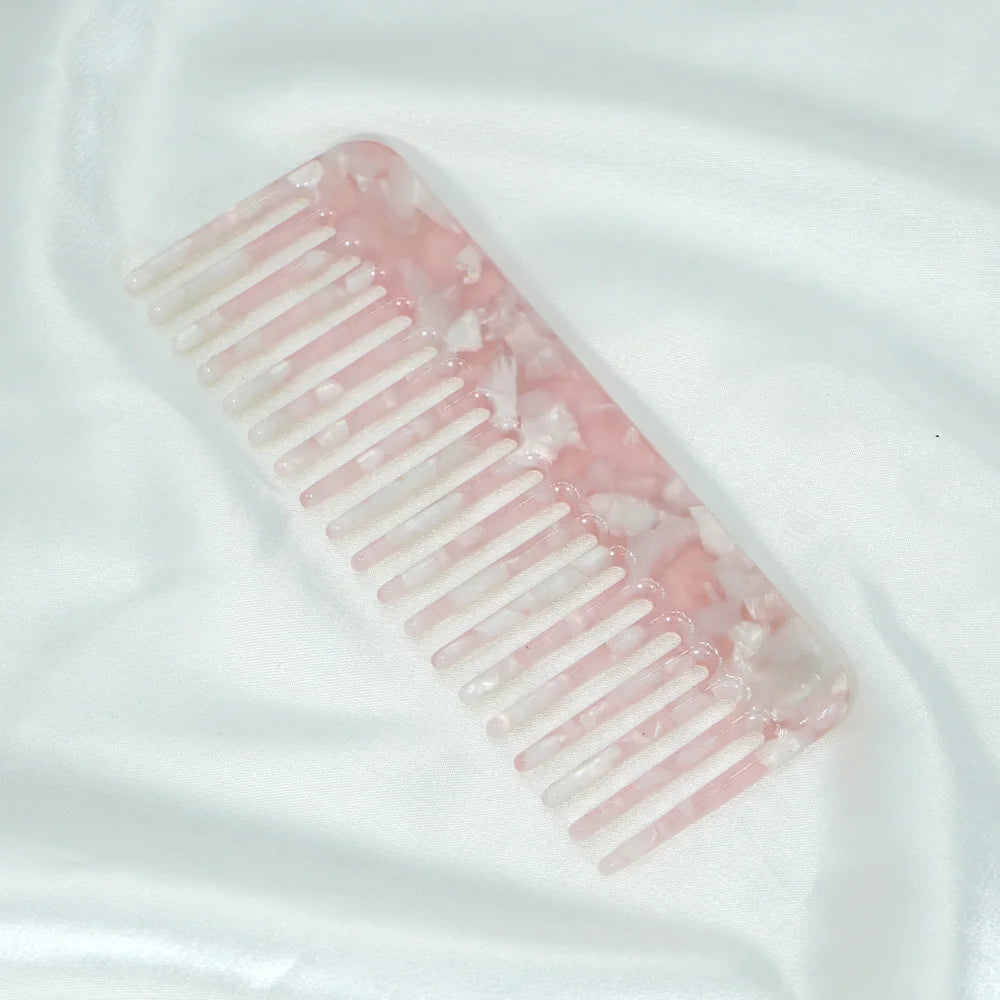 Acetate Hair Comb Set - Wide Tooth Detangling Comb, Anti-static, Tortoise & Colorful Pattern, for Curly/Thick Hair, Daily & Trav Oasis Select sz322-pink