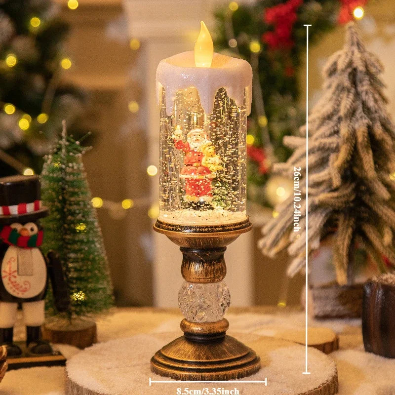 Christmas Decorations Candles Christmas Crystal Snow Lights Children's Birthday Christmas Gifts Scene Layout Holiday Decoration Oasis Select Santa Claus
