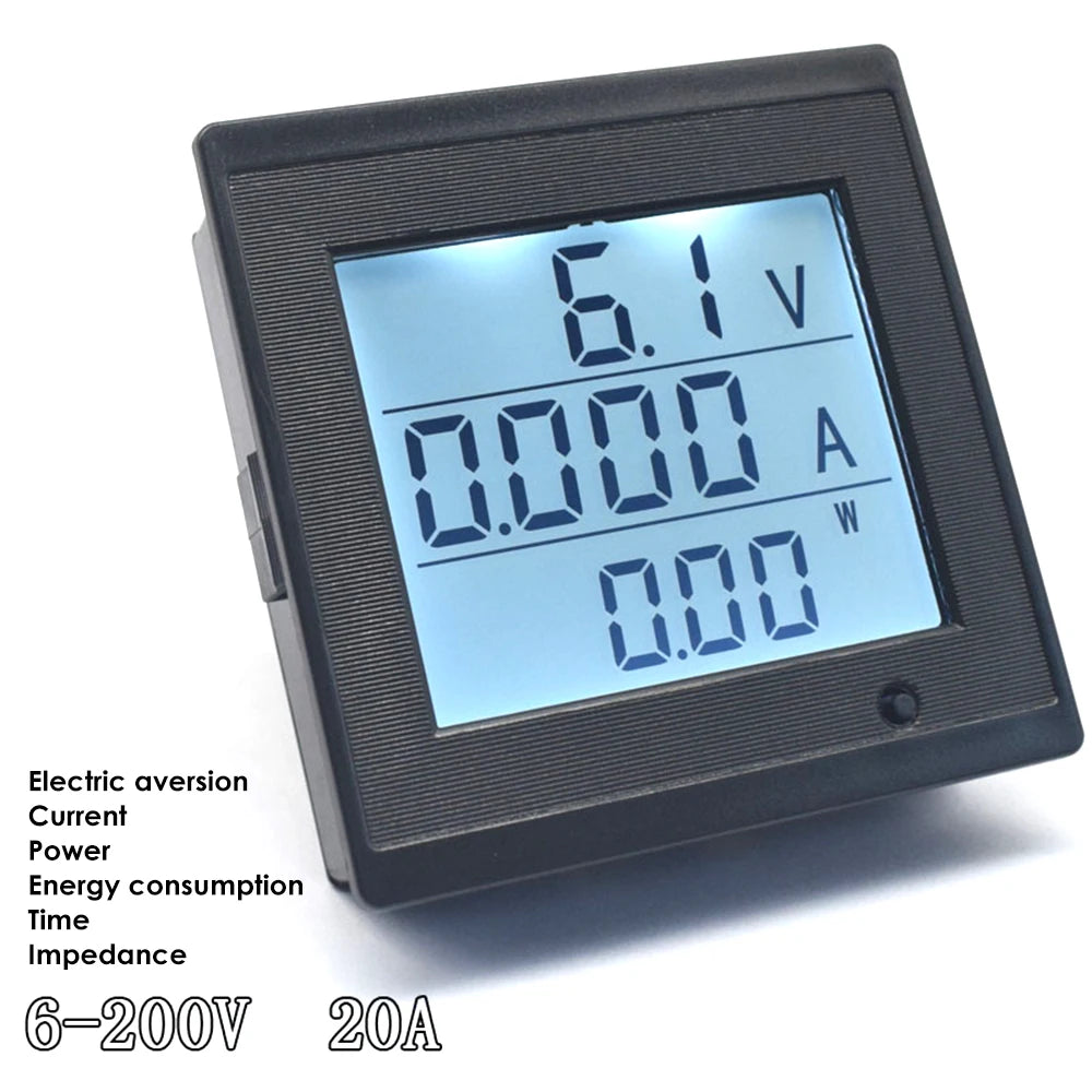 DC 6-200V 20A Voltage Current Meter LCD Digital Display Power Consumption Impedance Multi-Function Meter Tester Tools With Alarm Oasis Select Default Title