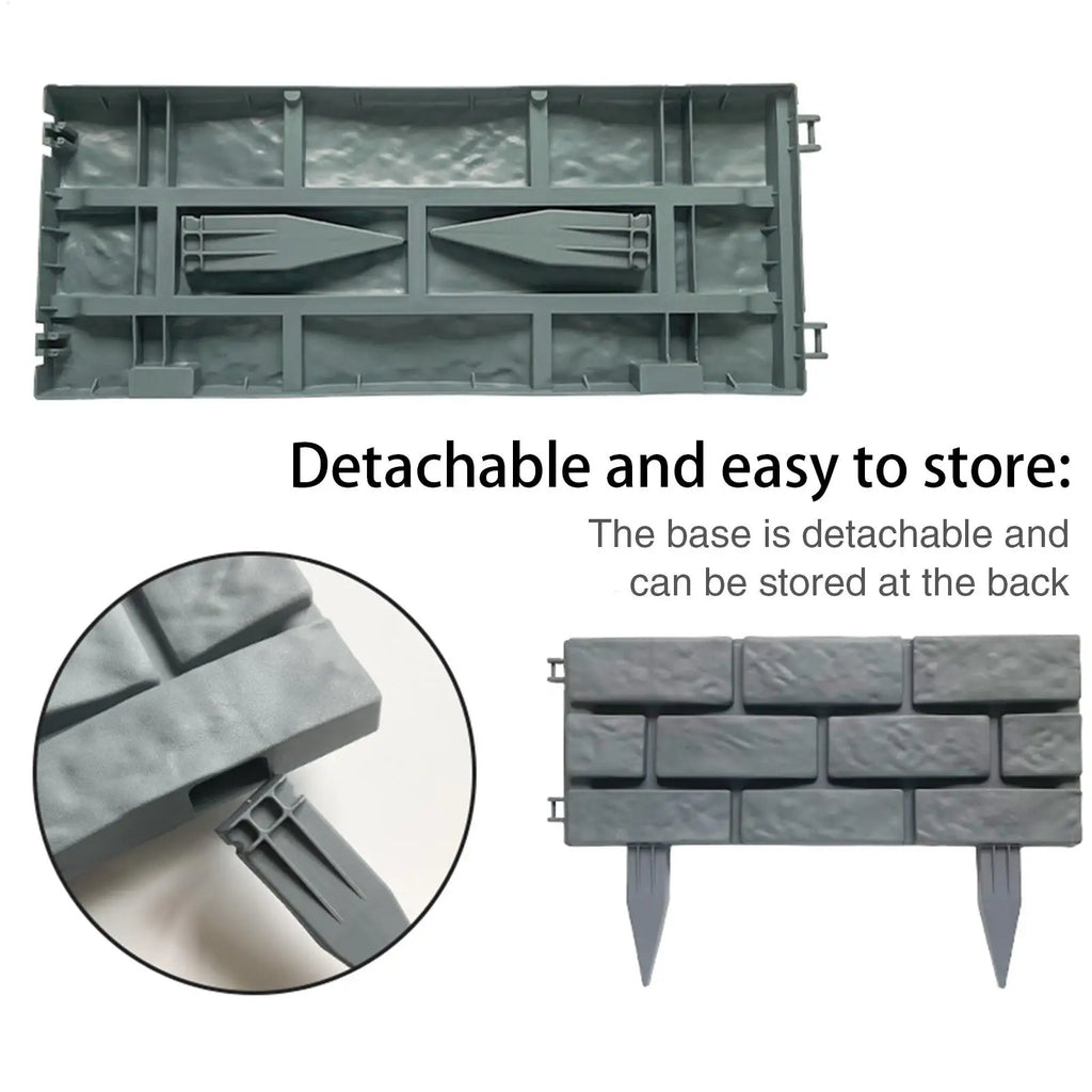4Pcs Folding Fence Imitation Stone Garden Barrier Outdoor Lawn Decoration Easy Assembly Durable Splicing Fence for Garden Yard Oasis Select