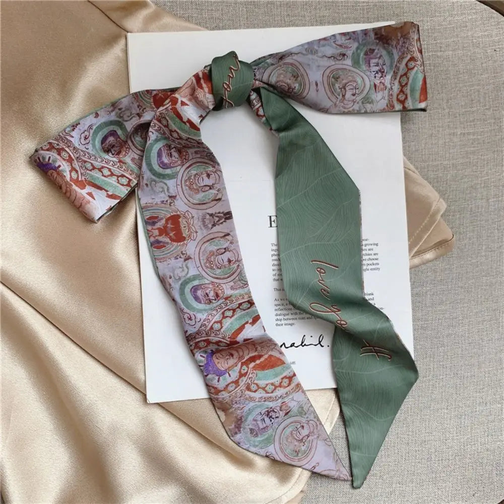 New Floral Headband Ribbon Oil Painting Headscarves Chinese Style Floral Scarf Oasis Select 1