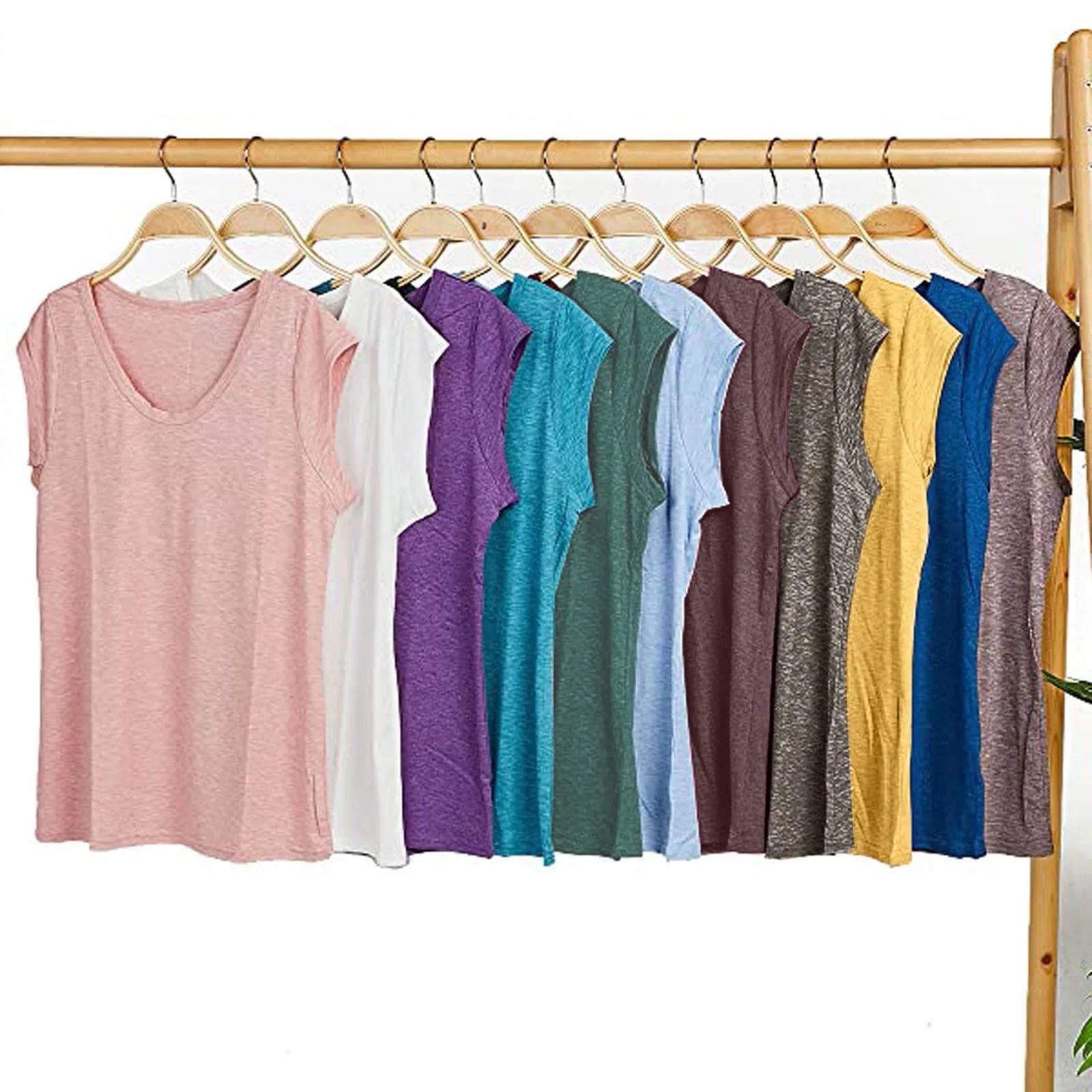 Summer Camisole Women'S V-Neck Vest Colored Cotton Solid Color T-Shirt Casual Sleeveless Vest Loose Top Fitted Vest Women'S Clot Oasis Select
